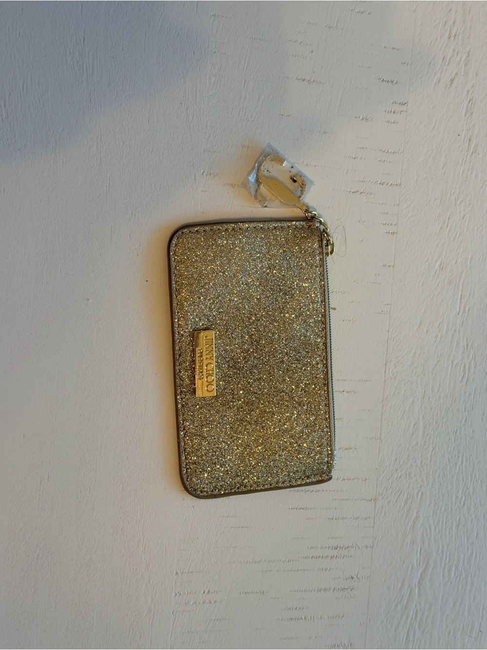 Gold Glitter Zip Wallet - Women Accessories plastic still on emblem